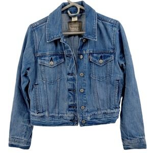 Kids Levi Strauss & Co Denim Jean Jacket Blue Classic Trucker Style Girls Large